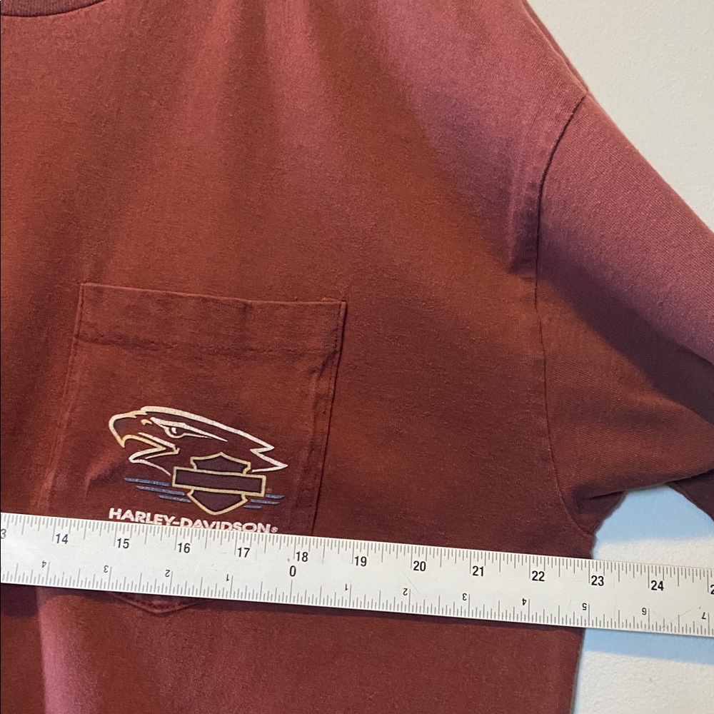 Harley Davidson Vintage Mens Savannah GA T-shirt XL Burgundy 100% Cotton Tee - Picture 10 of 13